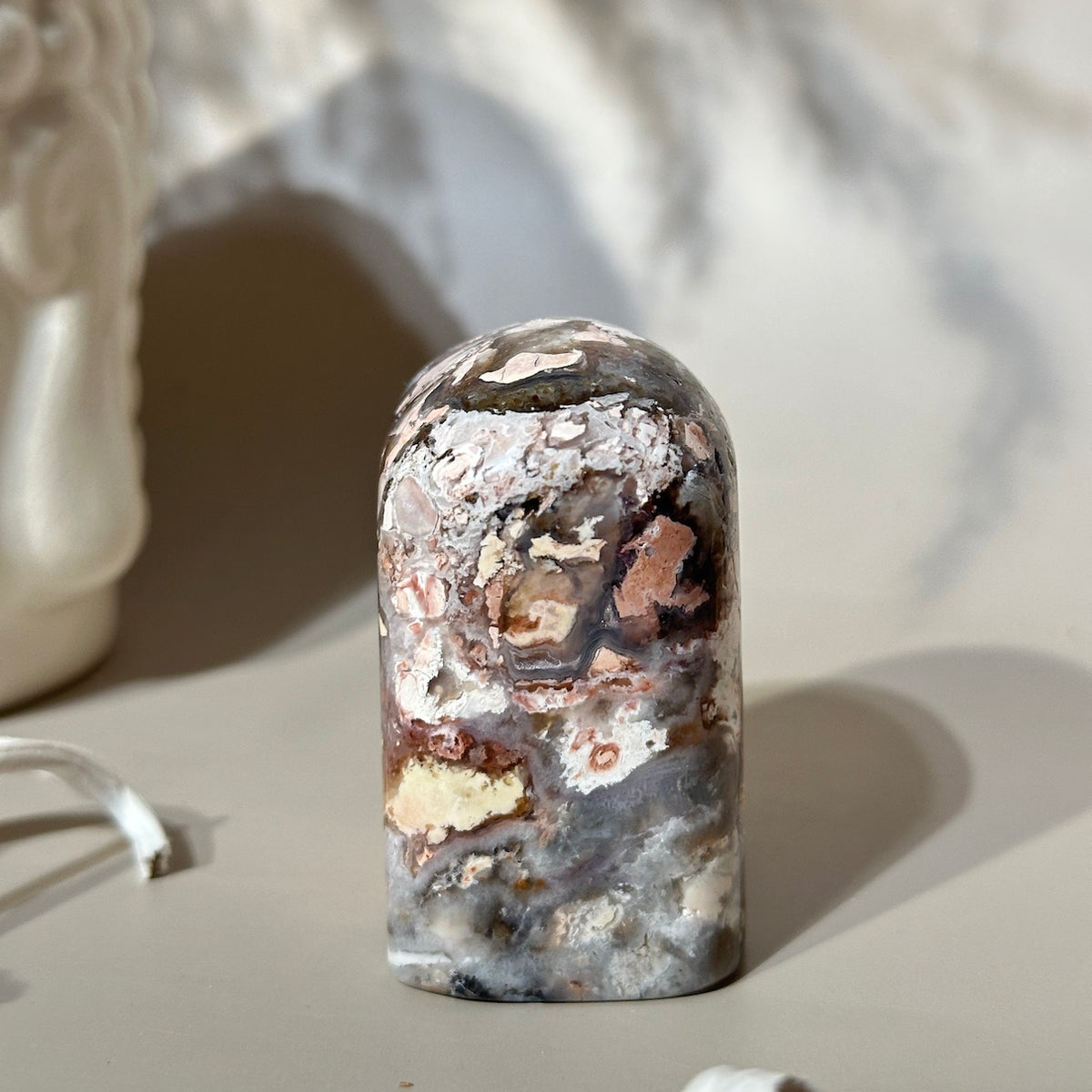 Tiffany Stone Stamp Shape | Peachy Pink, Eggshell & Gray