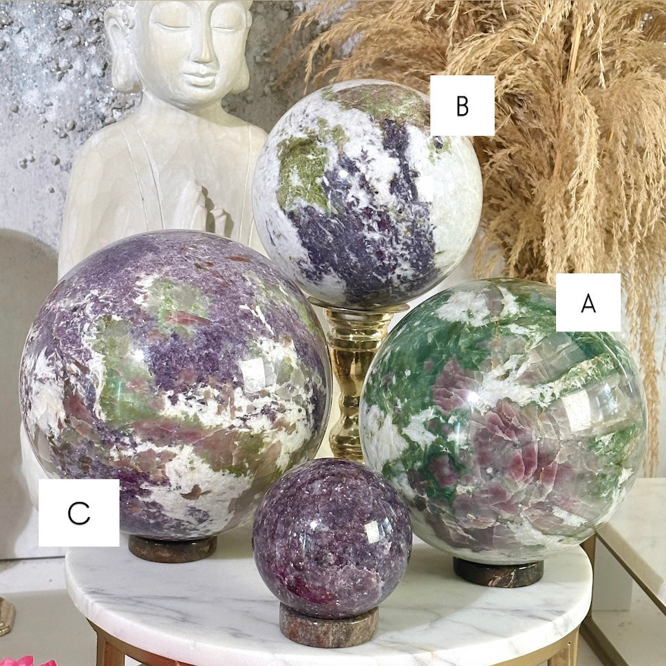 XXL Tourmaline Lepidolite Home Decor Statement | Sphere C