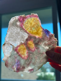Bicolor Tourmaline Lepidolite Pegmatite Slice | Unicorn Stone Slab | Gem Home Decor | Crystal for Collectors | Russian Mineral Specimen