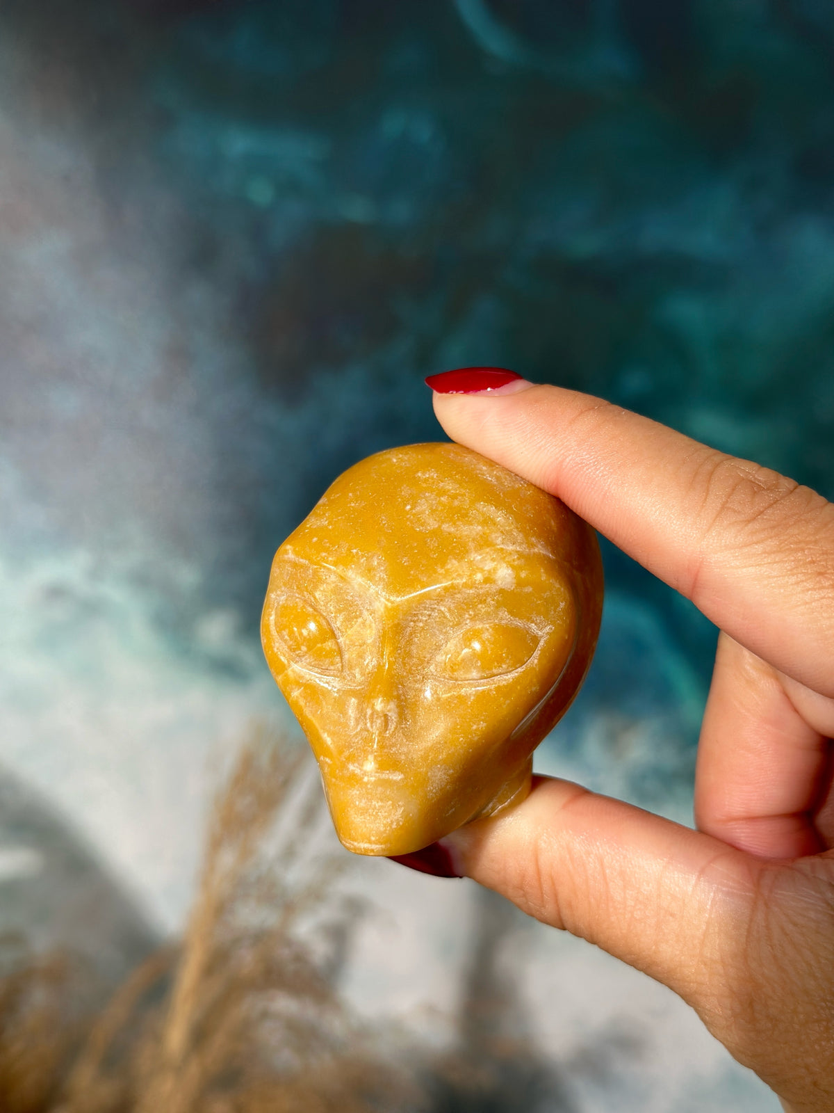 Yellow Jade Alien Head