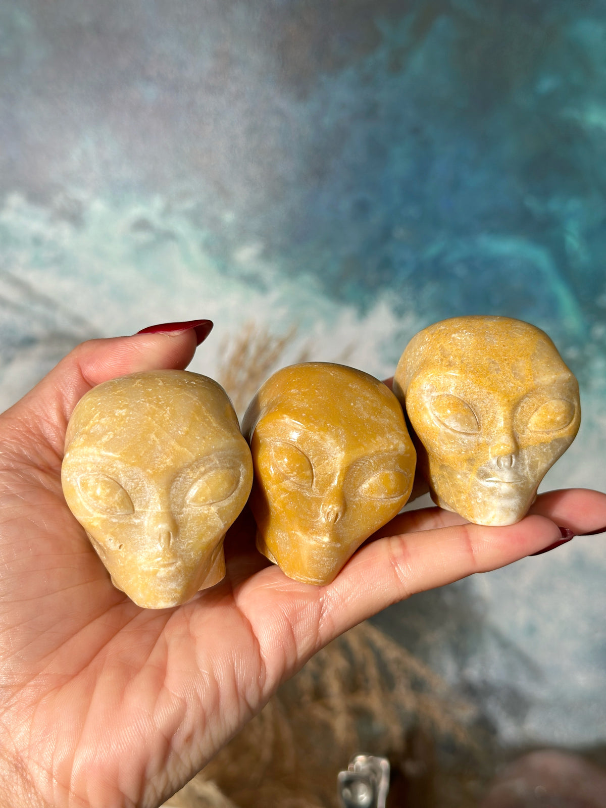 Yellow Jade Alien Head